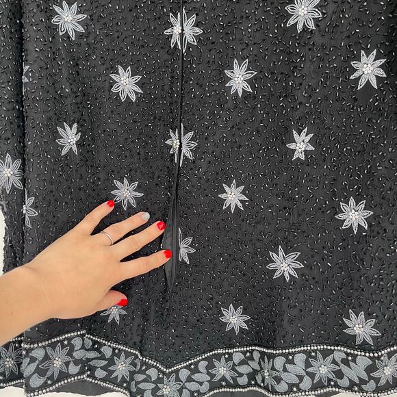 Cote d Azur Silk Beaded Flower Old Money Black Y2K Blouse Country Women’s 3X - Picture 7 of 10